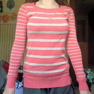 Salmon and white striped sweater